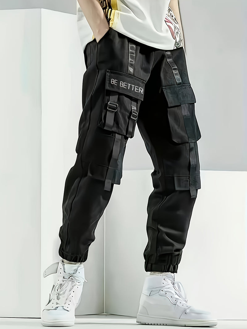 Men's Casual Work Pants with Letter Prints.