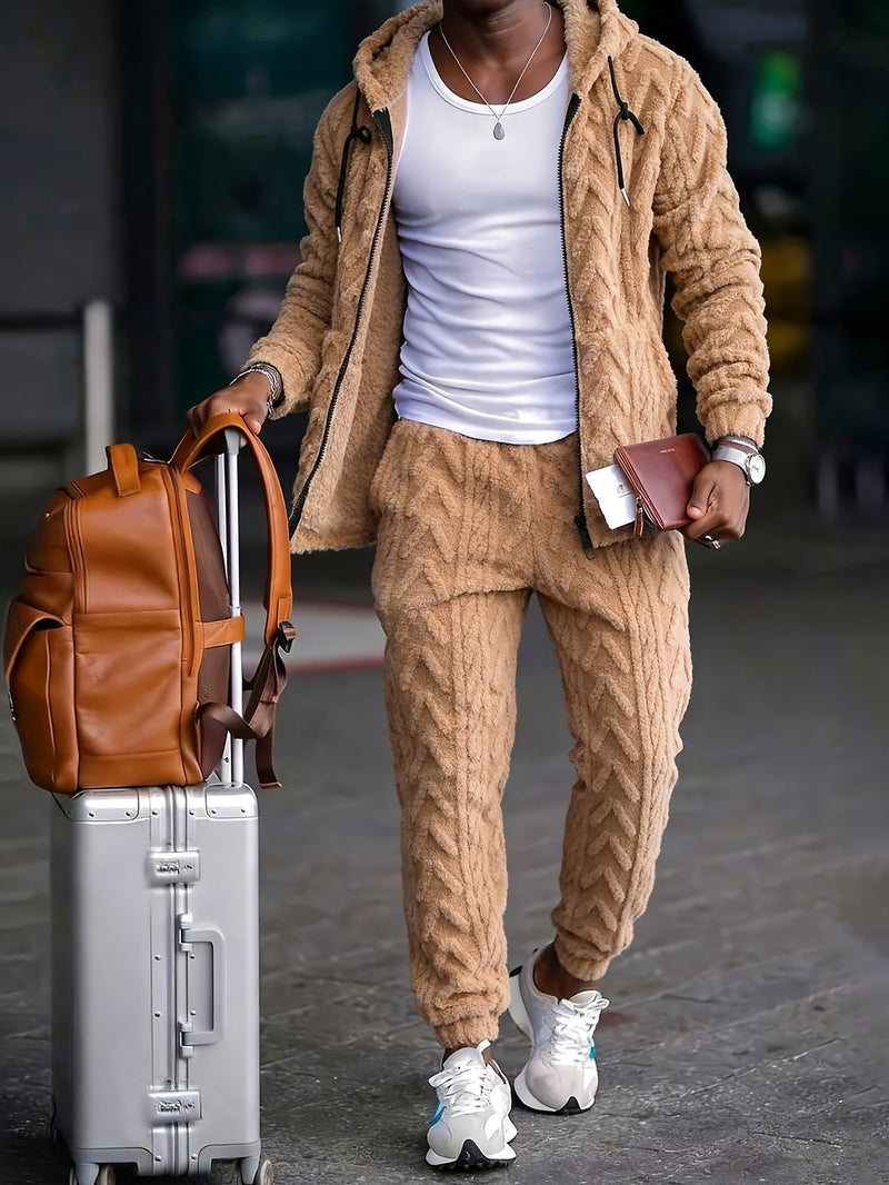 Men's Classic Sporty Casual Hooded Set, 2pcs Outfit with Long-Sleeve.