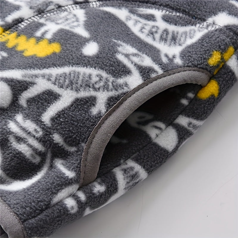 Boys' Cartoon Dinosaur Print Fleece Jacket Autumn/Winter.