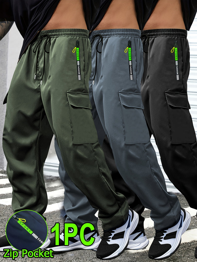 Men's Outdoor Casual Cargo Pants - Made from Polyester Fabric.