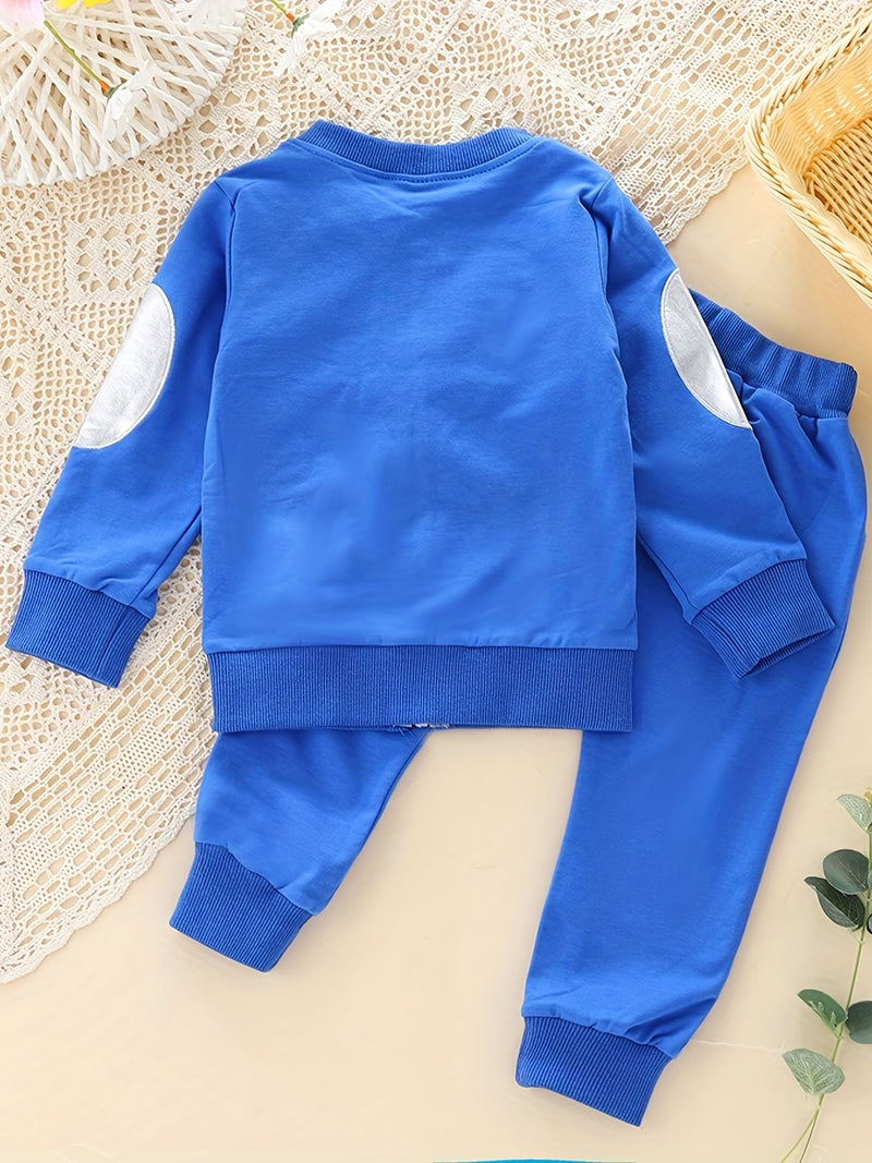 Boys Spring/Autumn Long Sleeve Outfit - Two-Piece Set with Star Print.