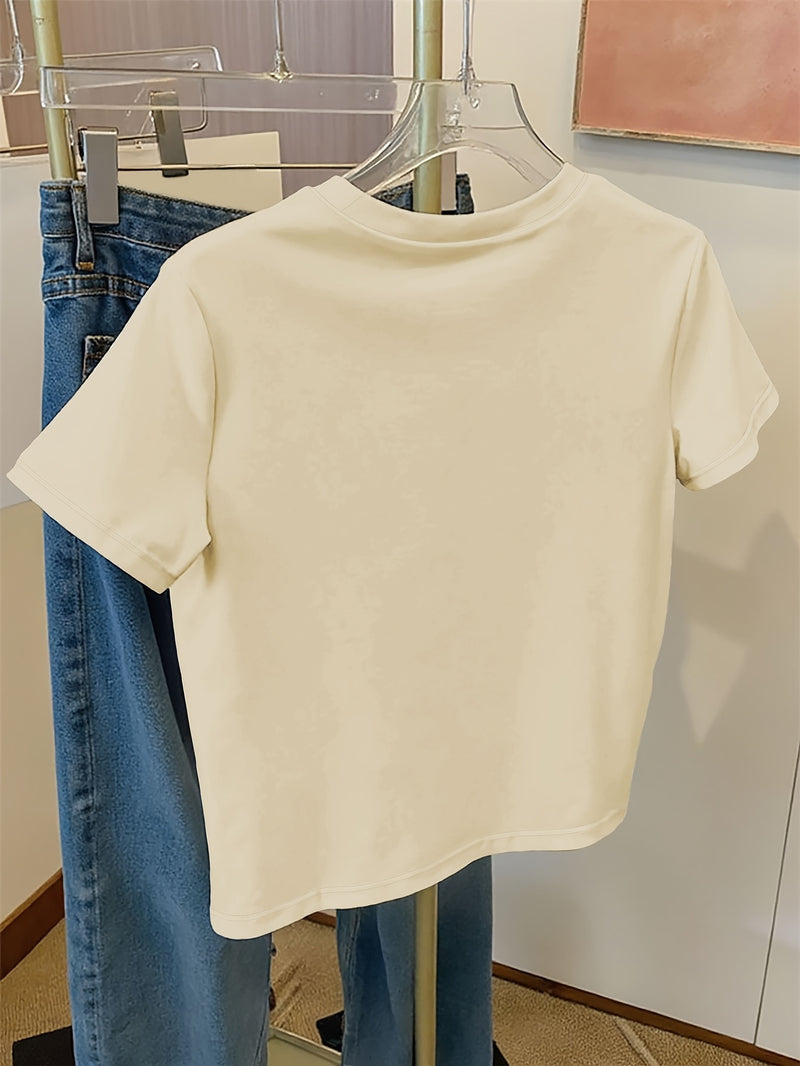 Women's Casual Home Printed Round Neck Pure Short Sleeve.