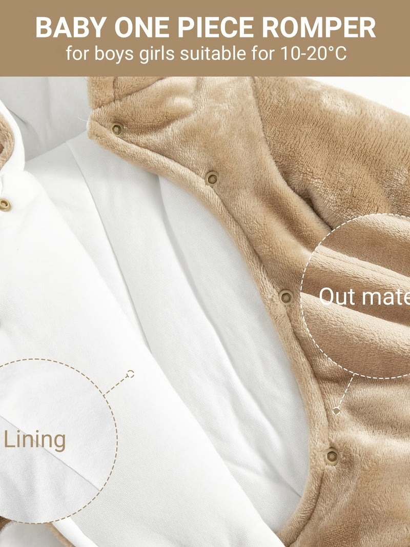 Unisex & Fleece-Lined Thermal Romper with Hooded Hood.