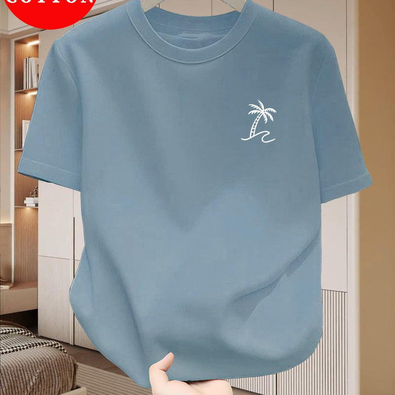 Men's Cotton T-Shirt, Summer Crew Neck Tee.