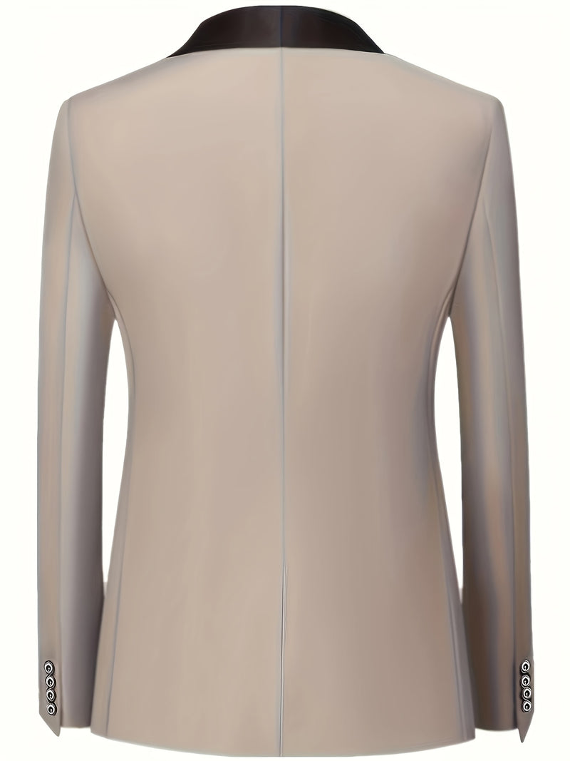 Men's 3pcs Suit with Notch Lapel, Business Formal Set, Includes Jacket.