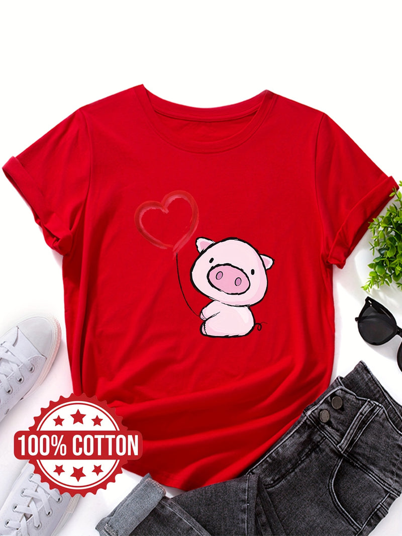 Women's Cute & Heart Balloon Print T-Shirt.