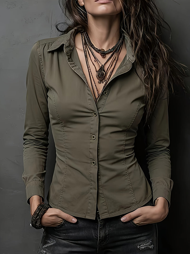 Women's Classic Vintage Dark Green Mature Western Style Slim.