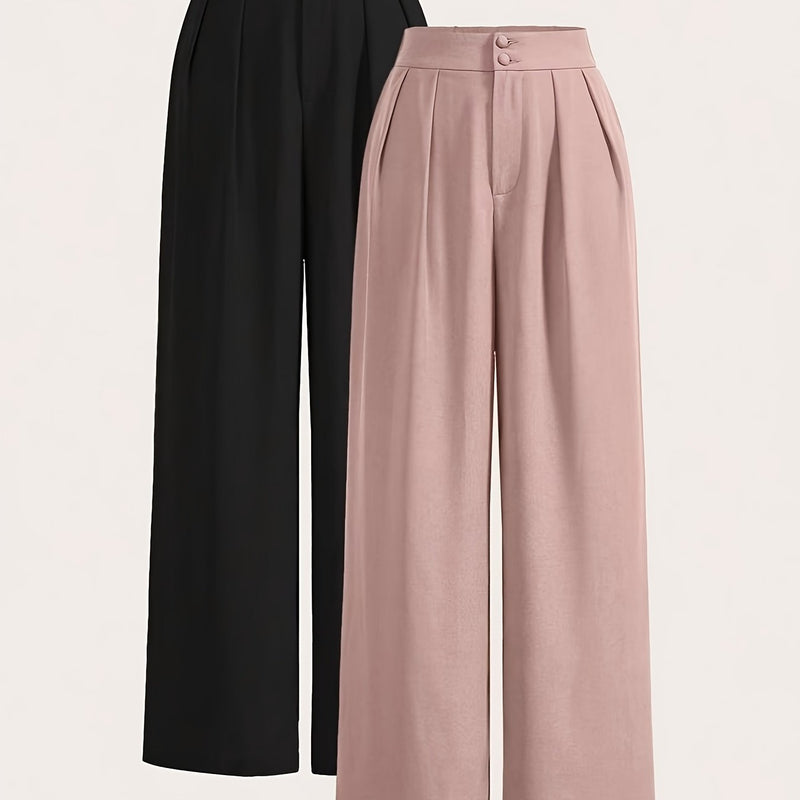 High-Waisted Wide-Leg Pants Two-Piece Set for Women.