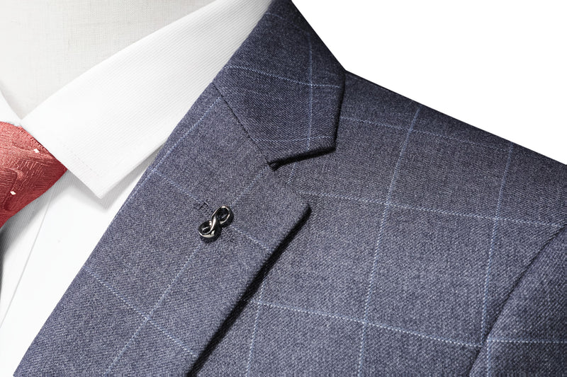 3pcs Men's Slim-Fit Checkered Suit - Notable Suit Suitable for Business.