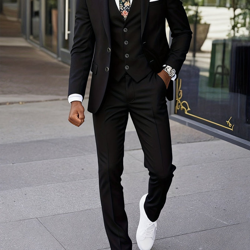 A Men's Three-Piece Suit, Including a Vest, Trousers, And a Jacket.