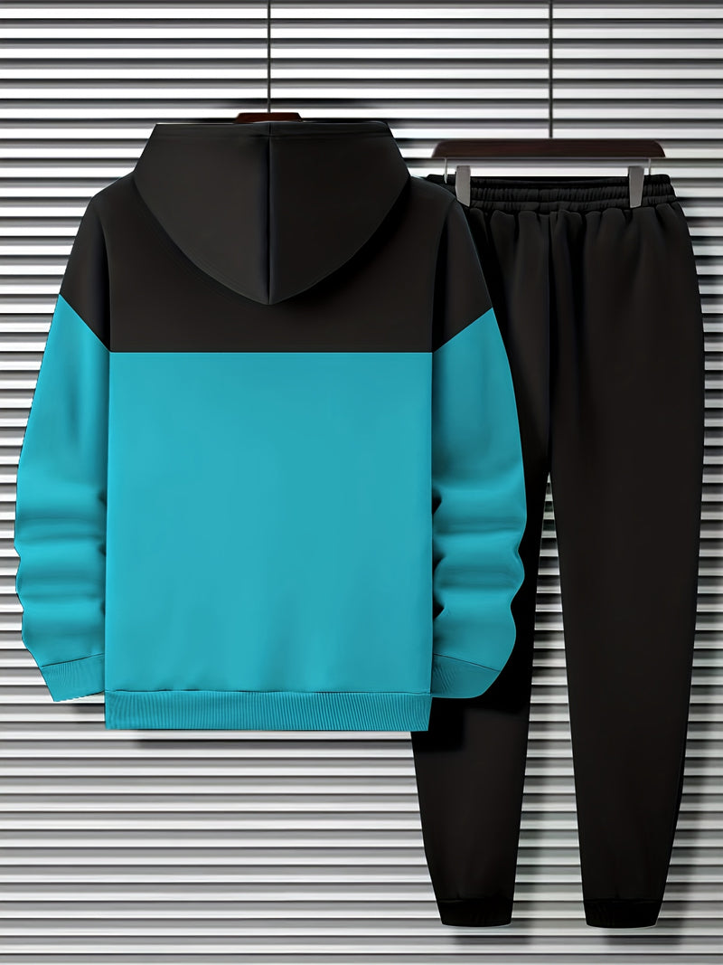 Men's Printed Hoodie Sweatshirt Casual 2pcs Set.