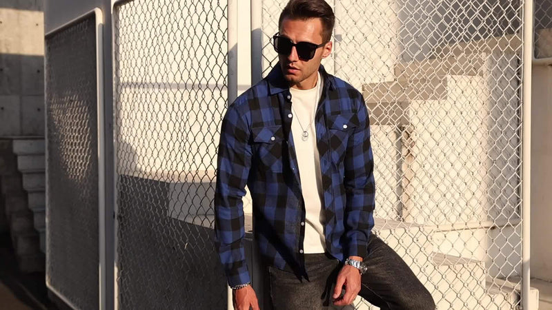 3pcs Men's Plaid Shirts with Top Lapel Long Sleeve.