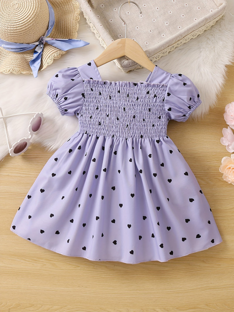 Ramadan Adorable Heart-Print Tunic Dress For Girls.