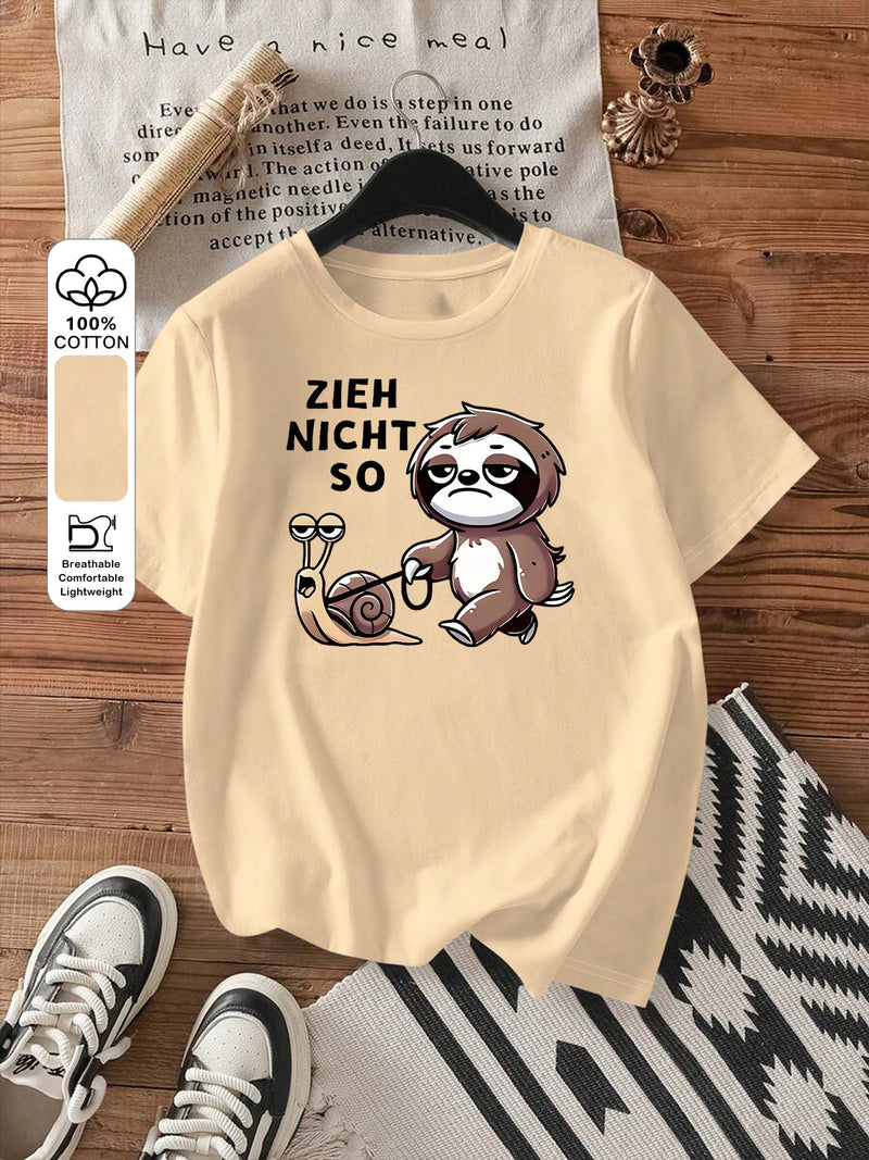 Women's Fashion Printed Round Neck Short Sleeve T-Shirt.