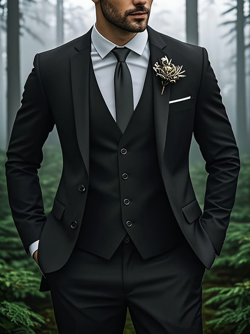 Men'S Formal Wedding Suit - 3pcs Business Casual Set with Lape.