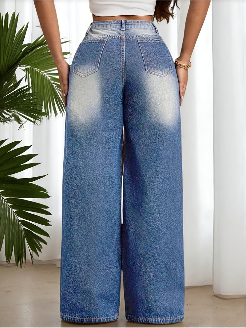 Women’s Spring/Summer New Floral Embroidered Stretch Wide-Leg Pants.