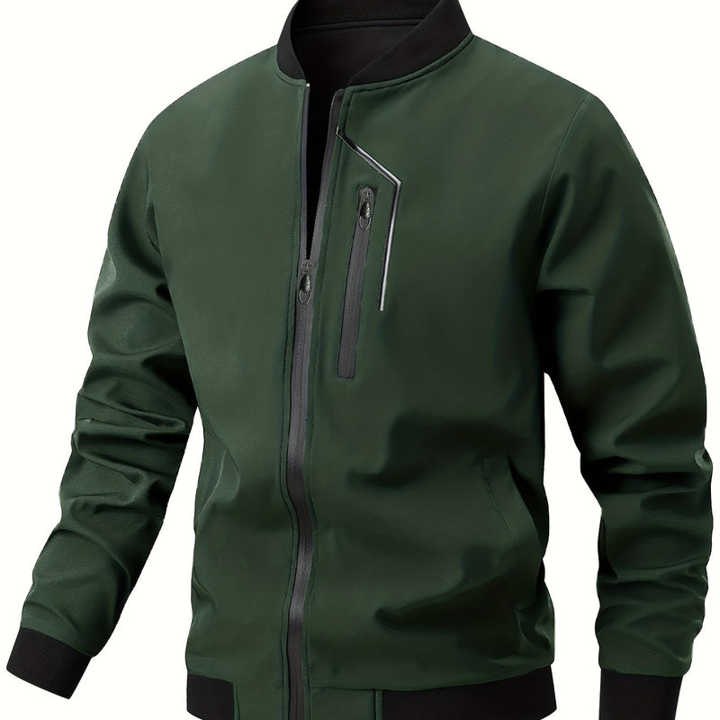 Men'S Casual Bomber Jacket | Spring-Autumn, Non-Stretch, Baseball Collar.