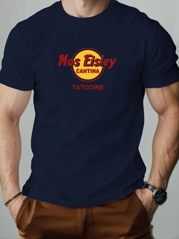 Men's Mos Eisley Cantina Logo Pattern Summer Casual Short-Sleeve T-Shirt.