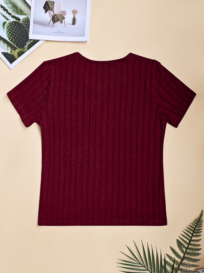 3pcs Women's Elegant V-Neck Short Sleeve Blouses.