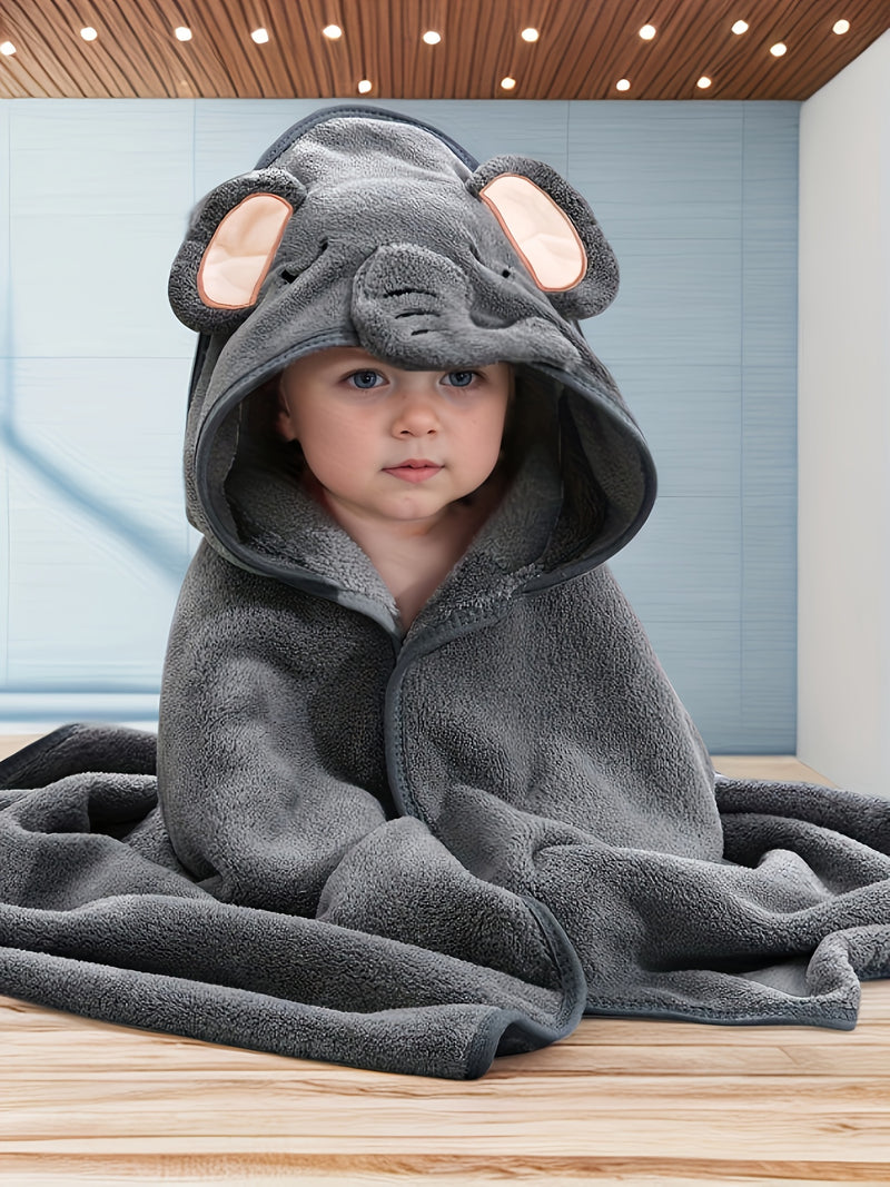 1-Pack Kids Hooded Bathrobe - Animal Cartoon Design.