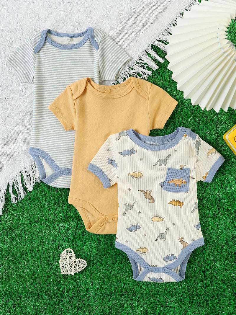 8pcs summer newborn baby boy romper set with elephant.