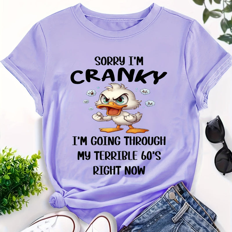 Women's Funny "Sorry I'm Grumpy, Terrible 60s" Duck T-Shirt.