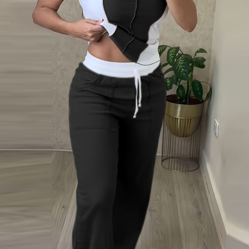 Women’s Color Block Patchwork Commuter Casual Suit.