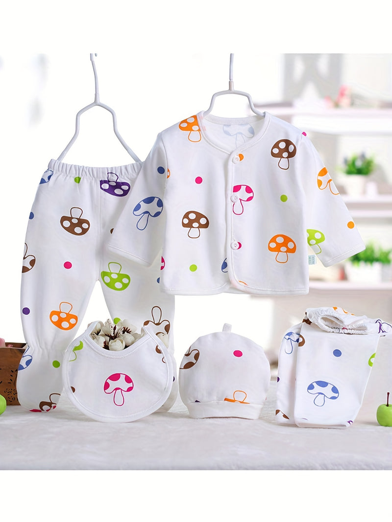 Newborn Baby Five-Piece Outfit Set for Infants.