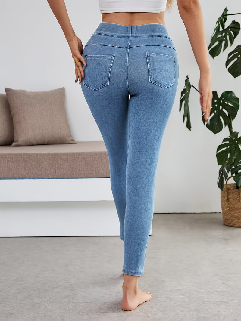 Women's High-Waisted Stretch Jeans.