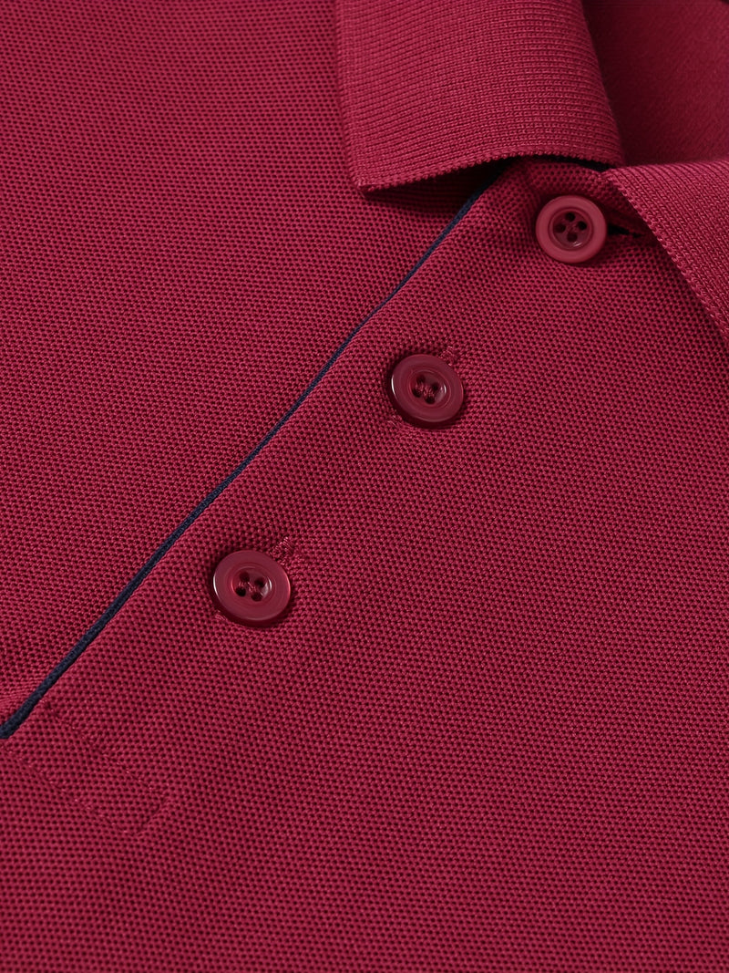 Men's Outdoor Golf and Equestrian Lapel Polo Shirt, Long Sleeve.