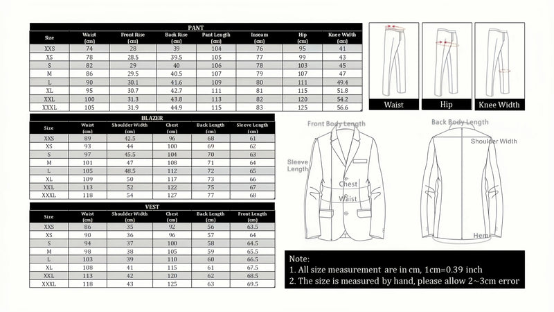 2pcs Men's Slim-Fit Black Suit Set.