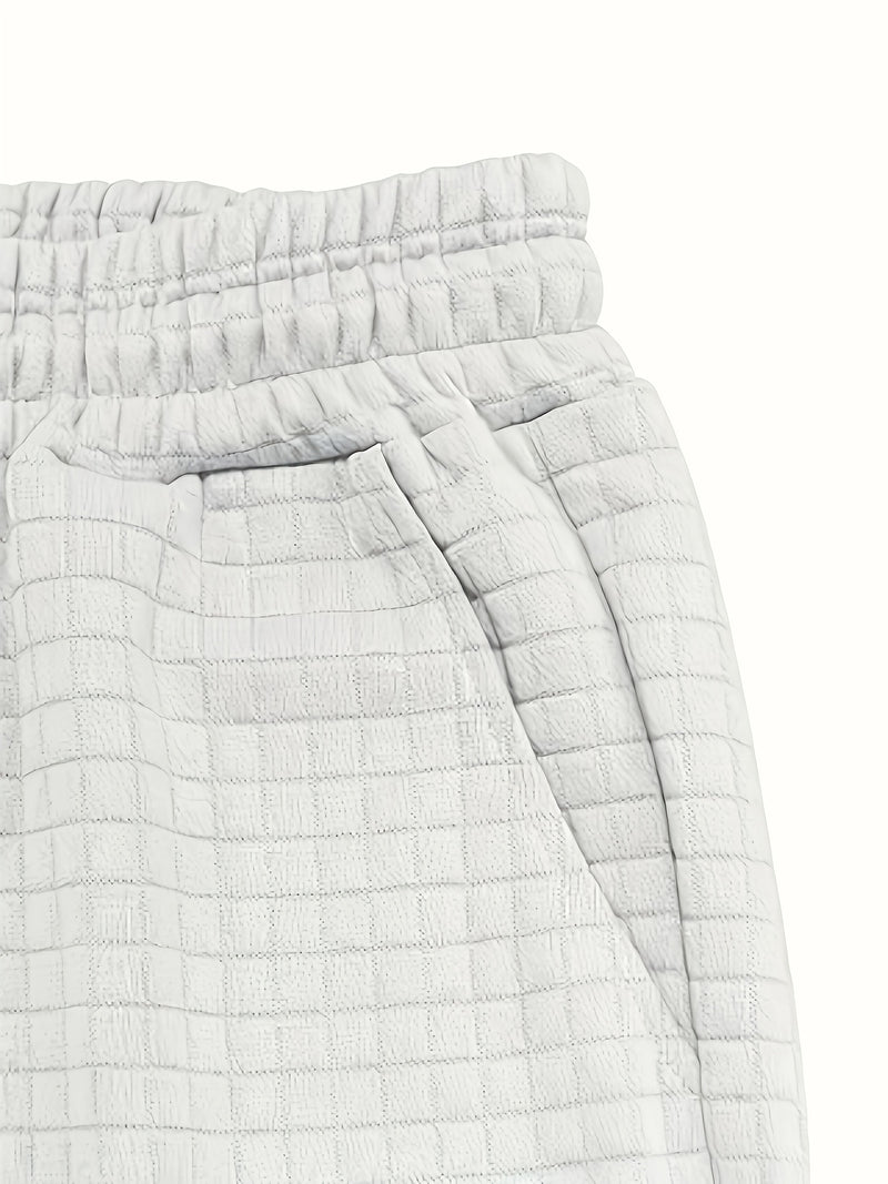 2pcs Men's summer sports set - Waffle Fitness T-shirt and shorts.