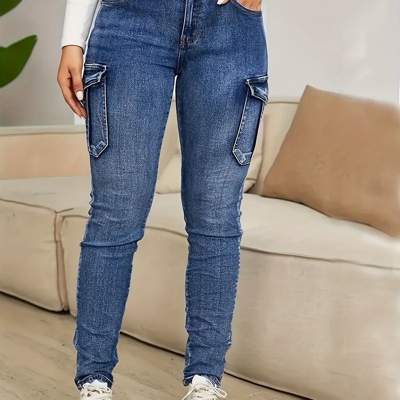 Women's High-Stretch Skinny Jeans with Side Pockets.