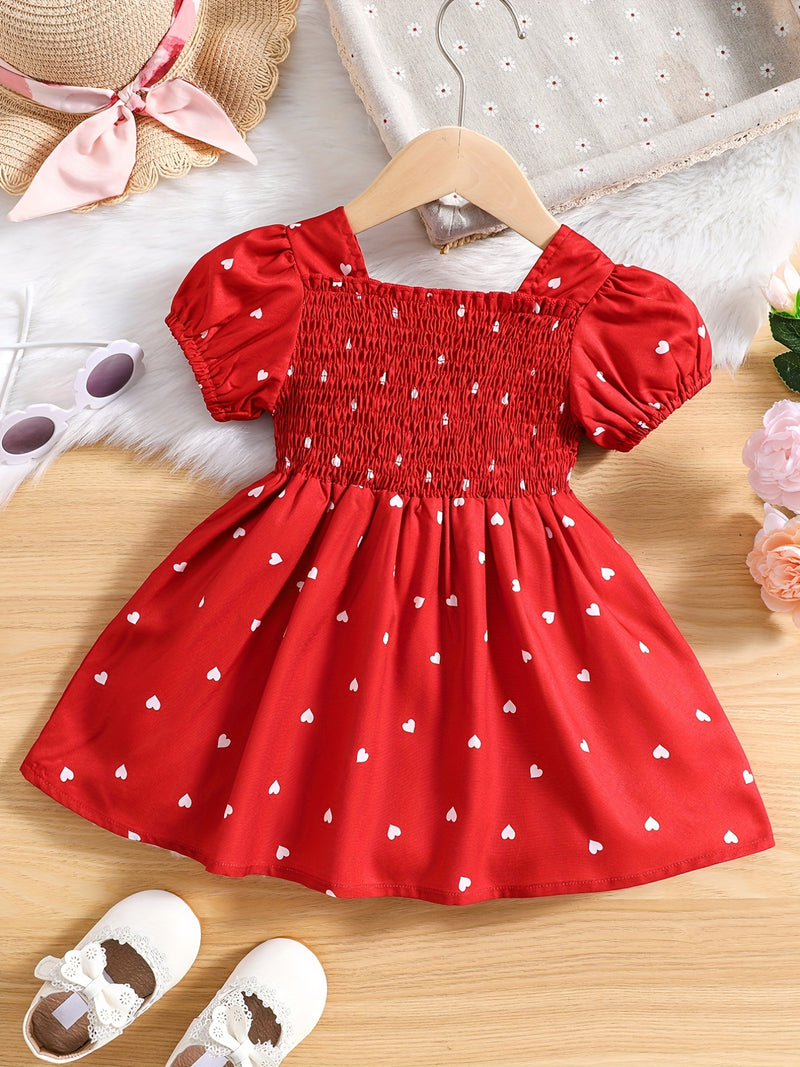 Ramadan Adorable Heart-Print Tunic Dress For Girls.