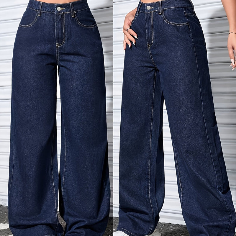 Women’s Classic High-End Solid Color Straight-Leg Jeans.