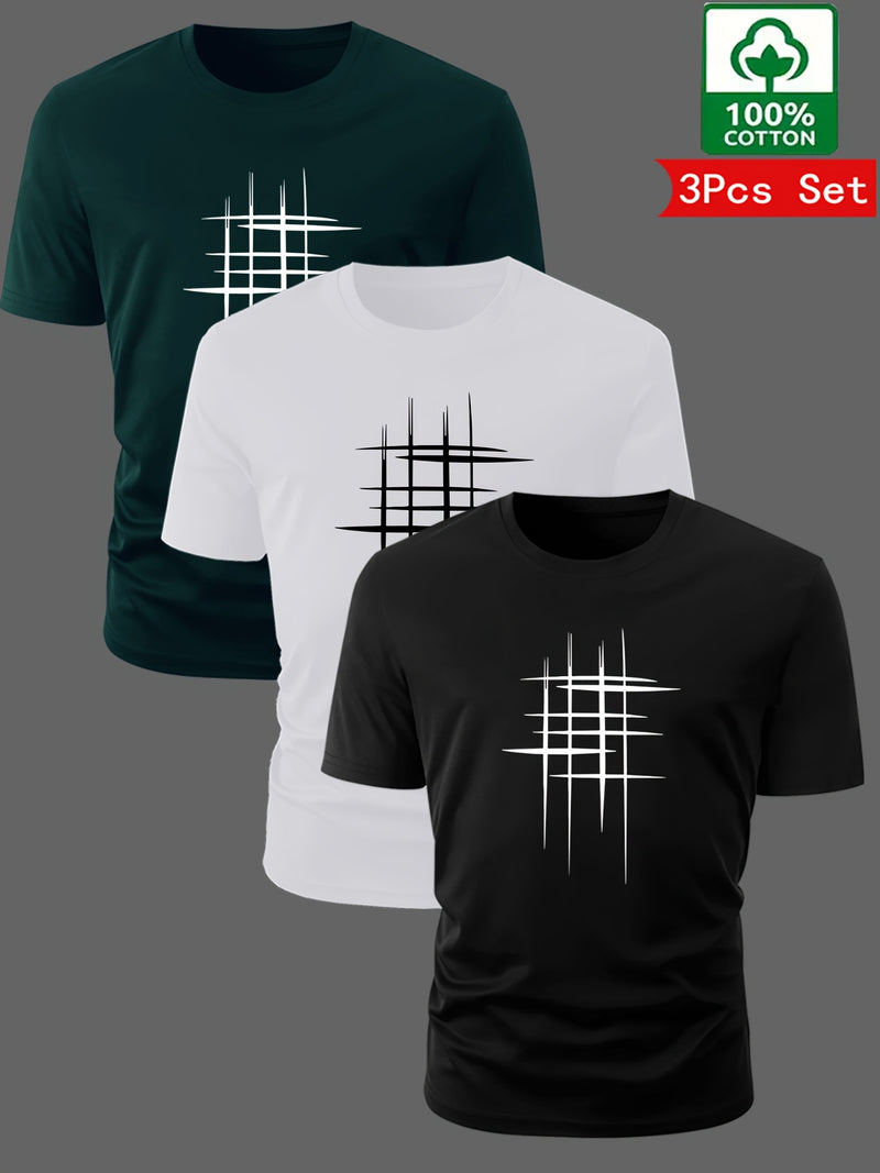 3 pcs Cotton Short-sleeve Men's T-shirts.