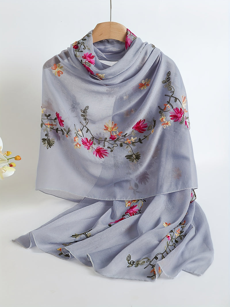 Women's Floral Embroidered Scarf Shawl.