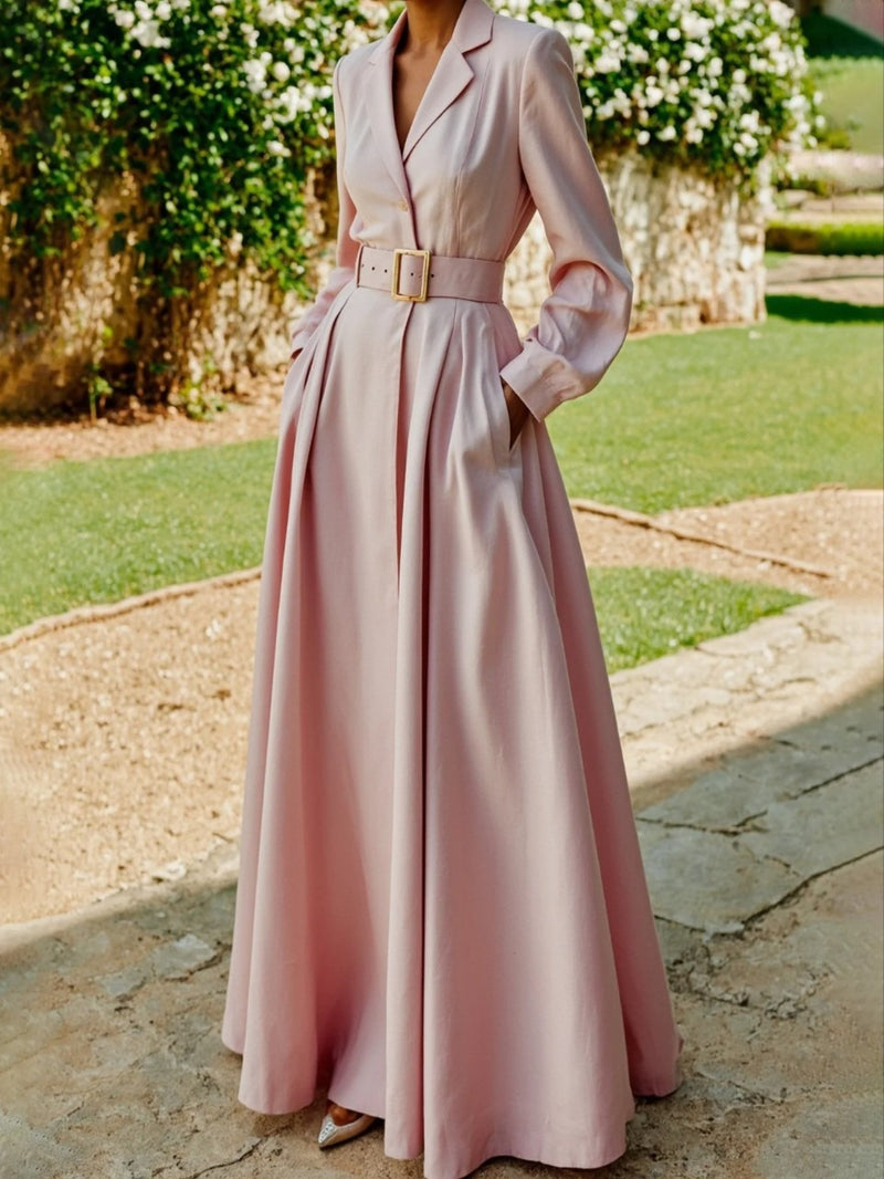Women's Solid Color Dress, Beltless, Elegant And Easy.