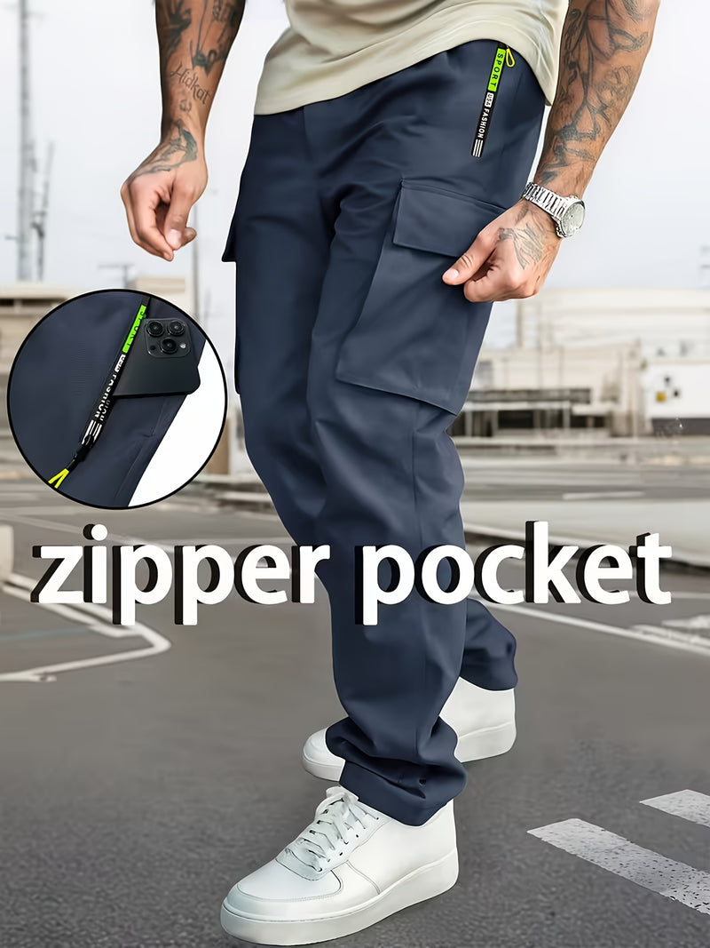 Men's Heavy-Duty Work Pants with Zipper Pockets.