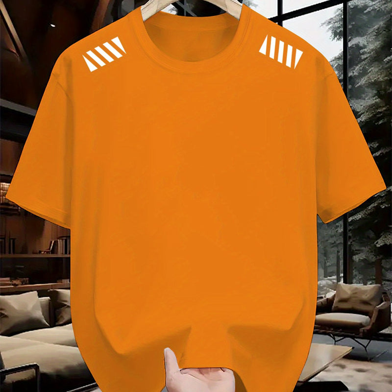 1pc Striped Print Men's Crew Neck Short Sleeve T-Shirt.