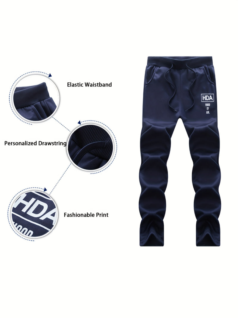 Men's Tracksuits 2pcs Set - Stand Collar Ribbed Hem Sportswear.