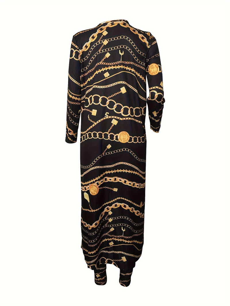 Women’s Long-Sleeve Printed Jacket Cape Leggings Two-Piece Set.