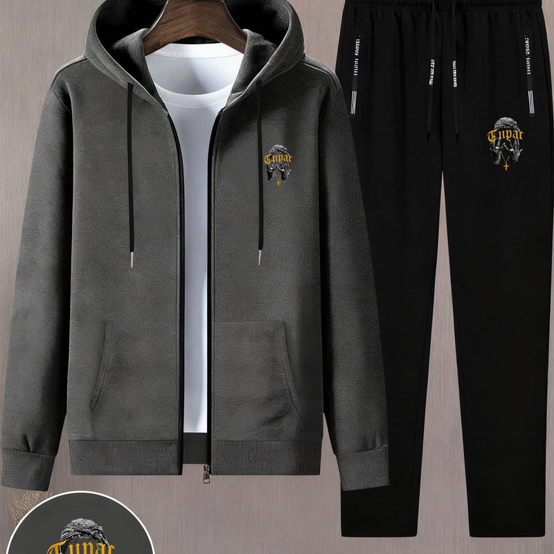 Men's Trendy Autumn And Winter Hooded Jacket Set.