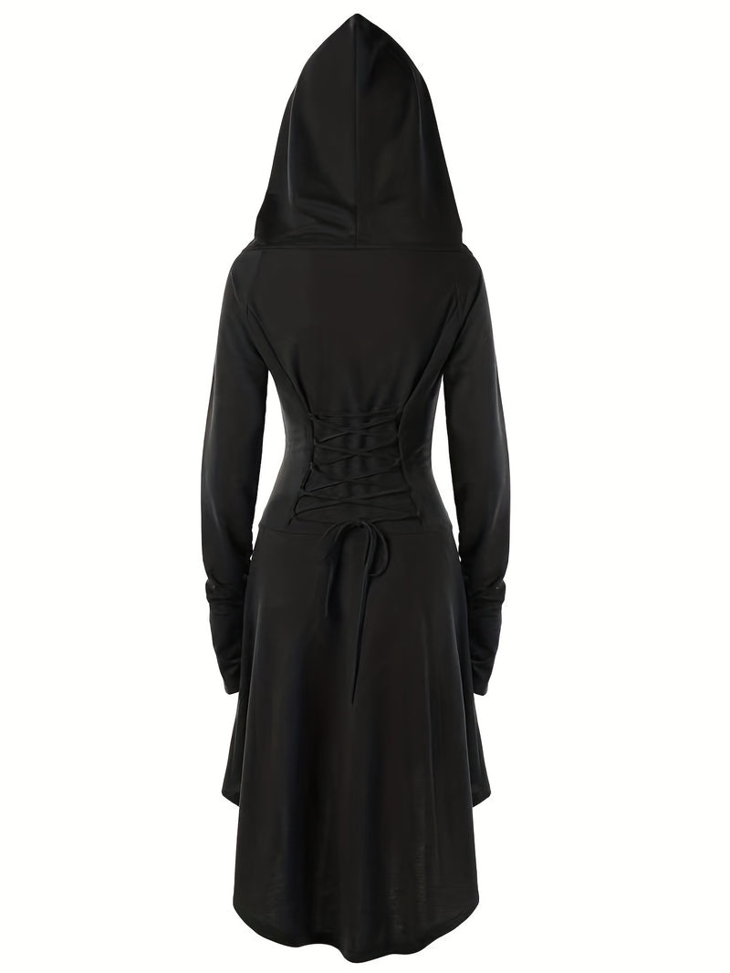 Women's Solid Color Tie-Up Asymmetrical Dress.