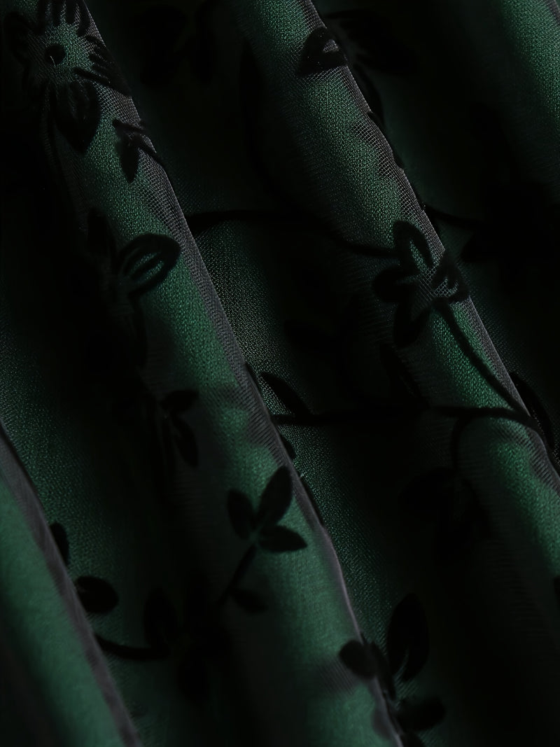 Elegant New High-Waisted Mesh Embroidered Skirt Loose A-Line Dress for Women.