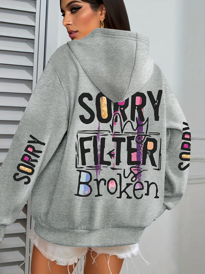 Women’s Sorry Slogan Print Hoodie.