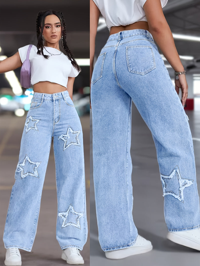 Women’s Elastic Star Straight-leg Pants.