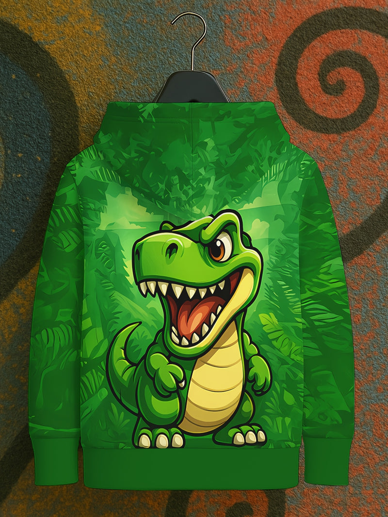 Cute 3D Dinosaur Hoodie for Toddlers  Bright Green Dino.