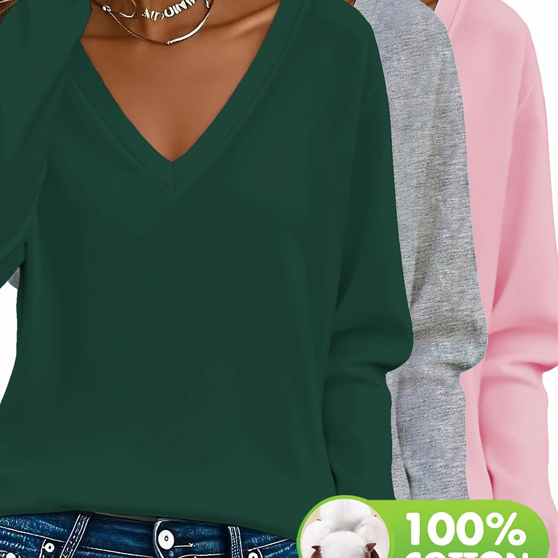 3-Pack Women's Long Sleeve T-shirts.