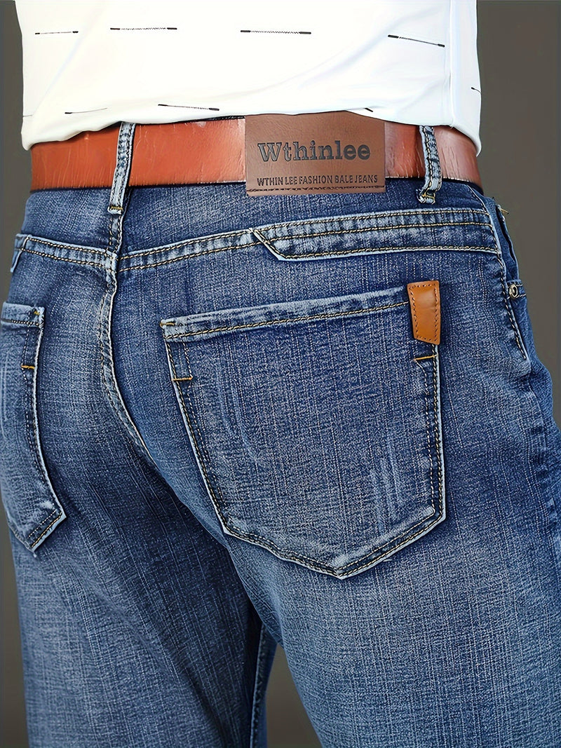 New Seasonal Chinese-Style Straight-Leg Jeans for Men.